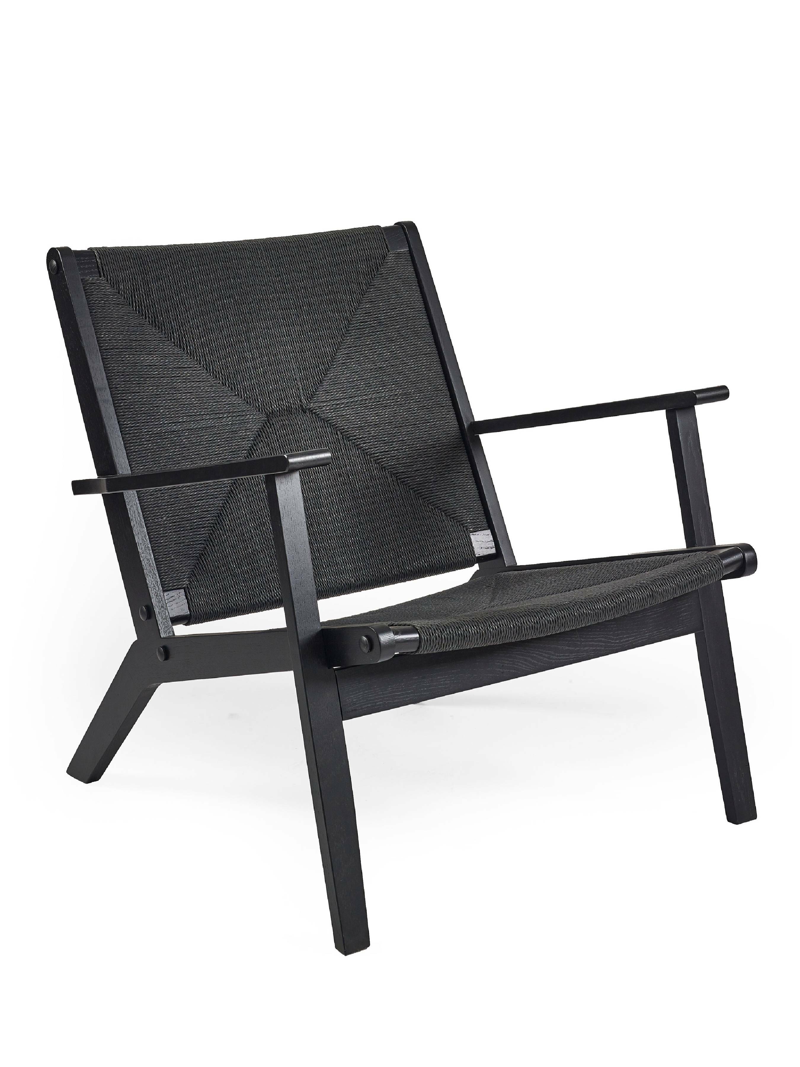 Barley Black Oak Wood & Rope Accent Chair